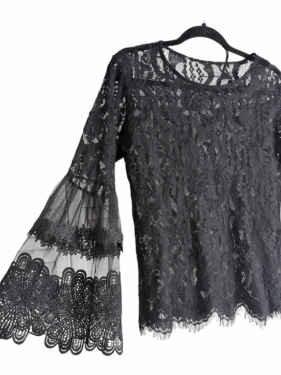 Say What? Tops - Say What Ny black lace bell sleeve top Size M Whimsigoth, witchy, elegant, sheer